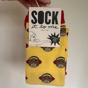 Yellow Sock Monkey Knee-High Socks